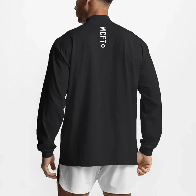 High-neck Long Sleeve Tshirt Breathable Fitness Fashion Clothing  T Shirt