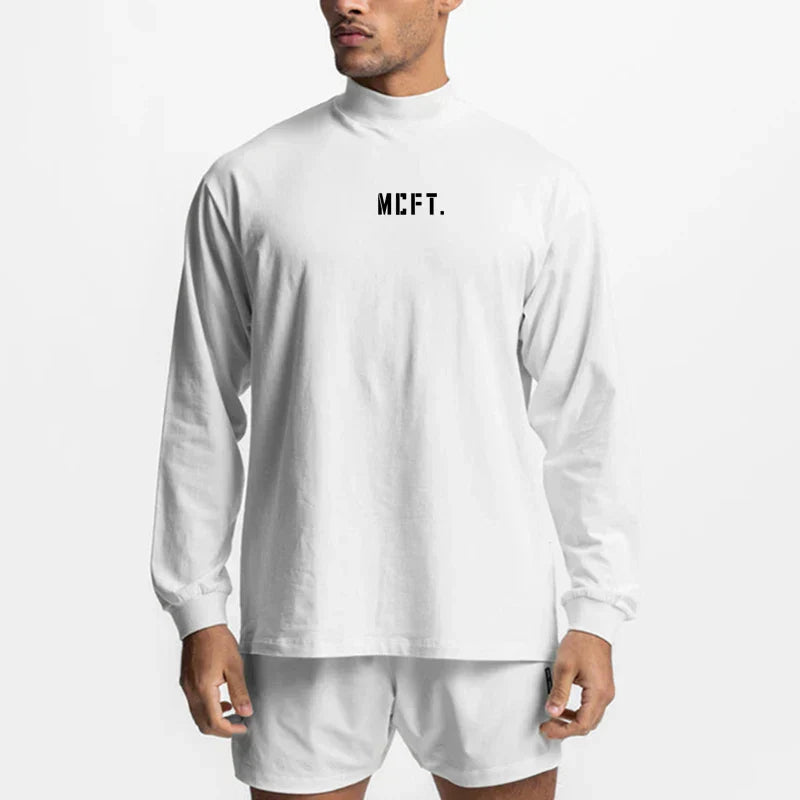 T Shirt Workout Oversized High-neck Long Sleeve Tshirt