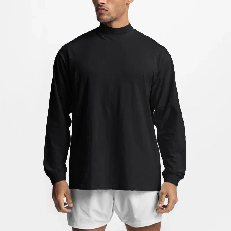 Oversized Breathable Fitness High-collar Long Sleeve Tshirt