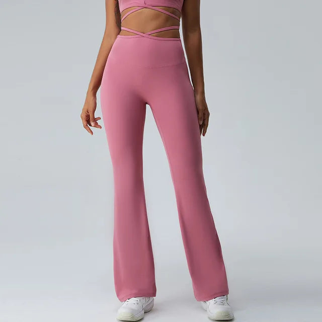 Women Yoga Pants Hip Lift  Flared Wide Leg Stretch Fitness Wear Slim Fit Gym Push Up Workout Leggings Trousers Female Clothes